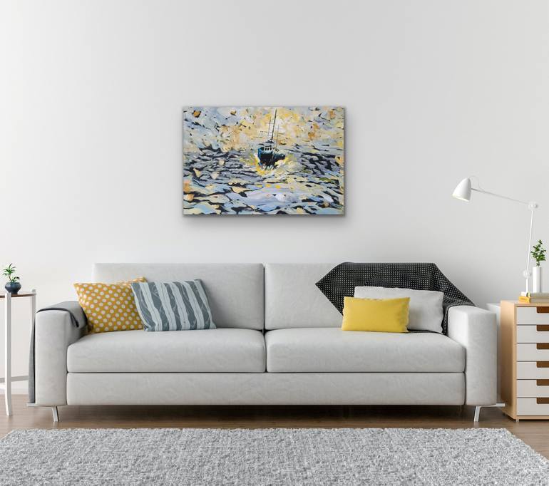 Original Abstract Boat Painting by Kathrin Flöge