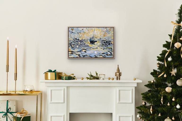 Original Abstract Boat Painting by Kathrin Flöge