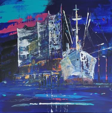 Original Abstract Cities Paintings by Kathrin Flöge