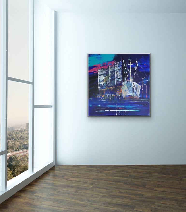 Original Abstract Cities Painting by Kathrin Flöge