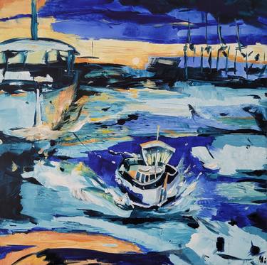 Print of Abstract Boat Paintings by Kathrin Flöge