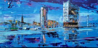 Original Abstract Cities Paintings by Kathrin Flöge