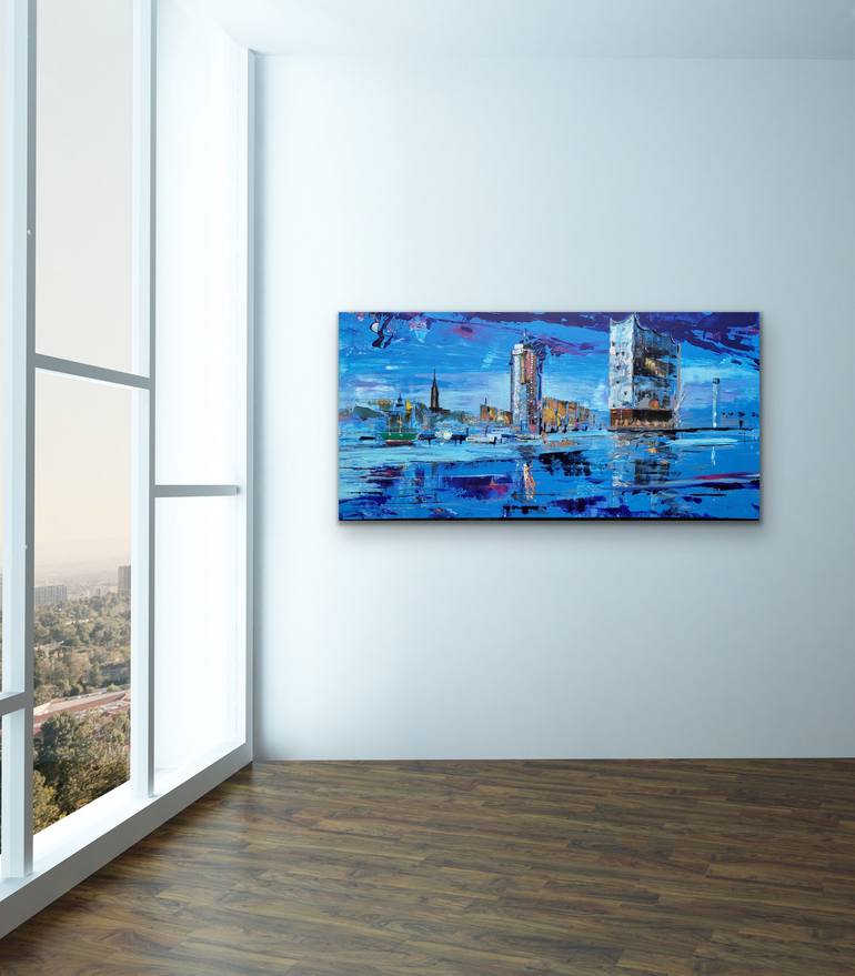 Original Abstract Cities Painting by Kathrin Flöge