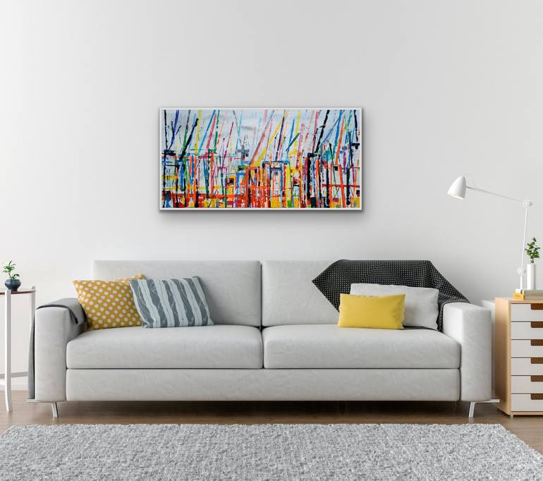 Original Abstract Architecture Painting by Kathrin Flöge