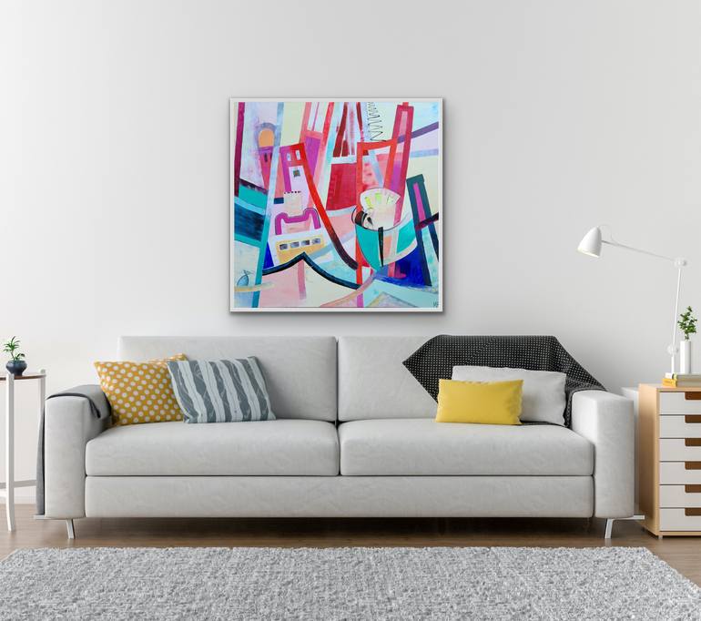 Original Abstract Architecture Painting by Kathrin Flöge