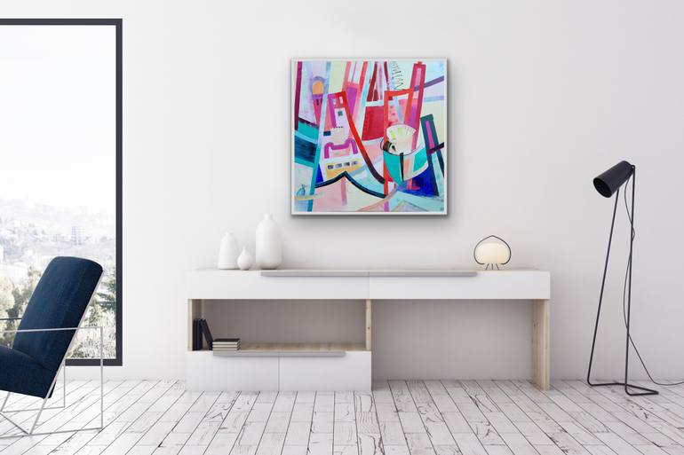 Original Abstract Architecture Painting by Kathrin Flöge