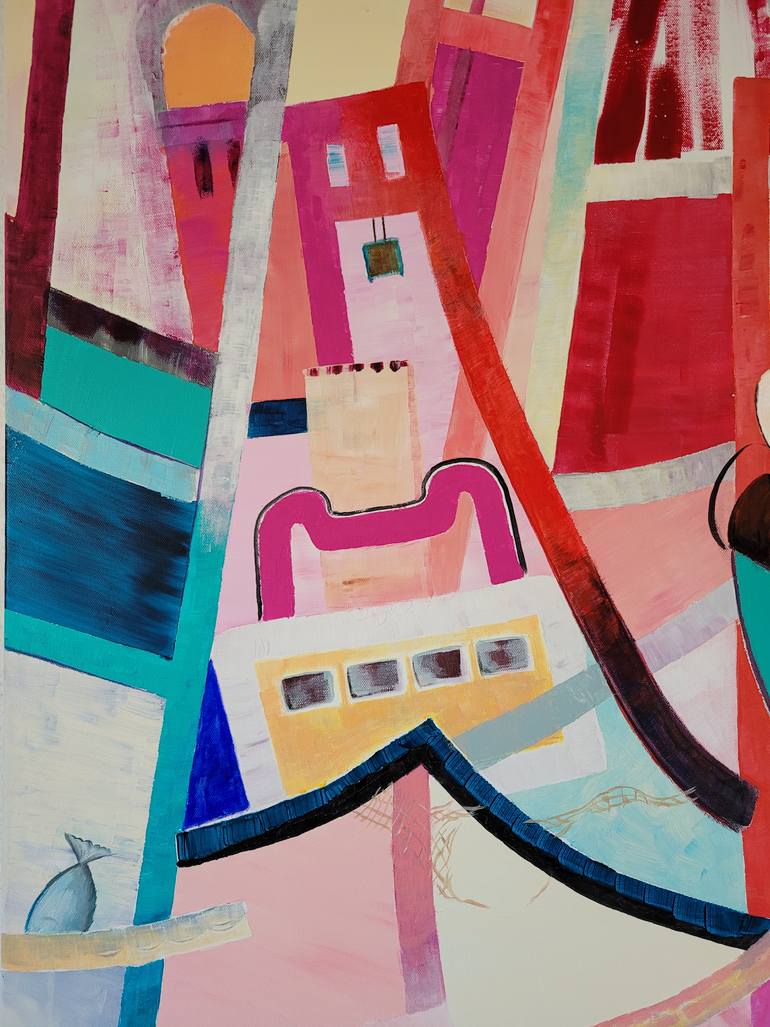 Original Abstract Architecture Painting by Kathrin Flöge