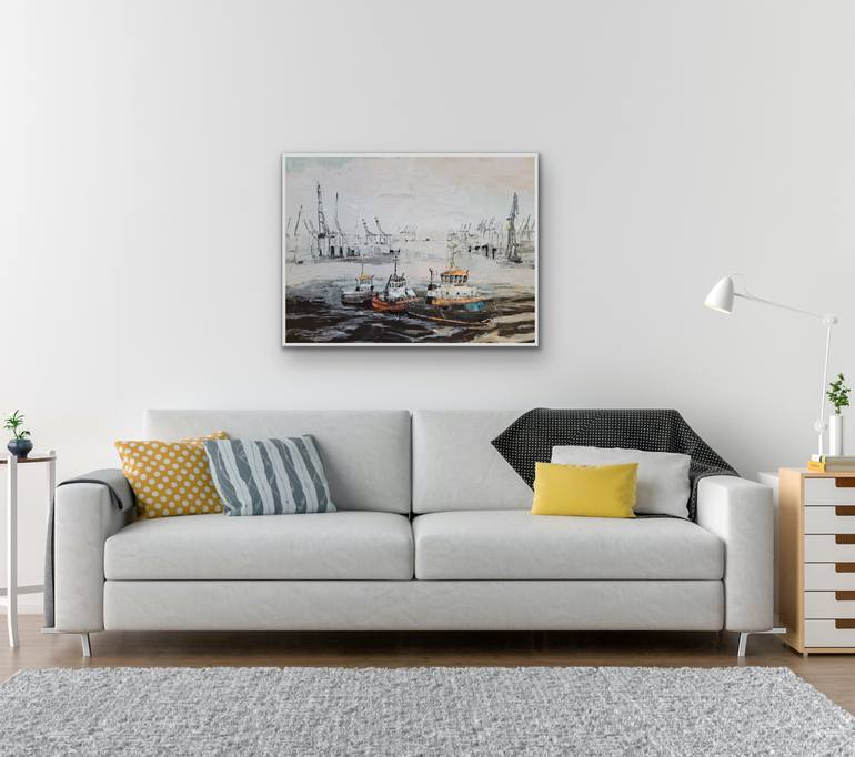 Original Abstract Boat Painting by Kathrin Flöge