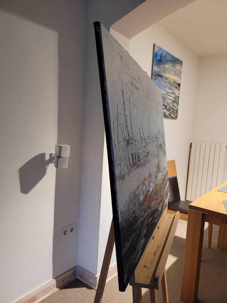 Original Abstract Boat Painting by Kathrin Flöge