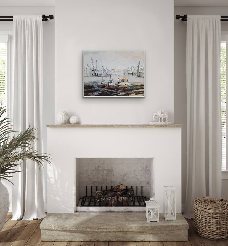 Original Abstract Boat Painting by Kathrin Flöge