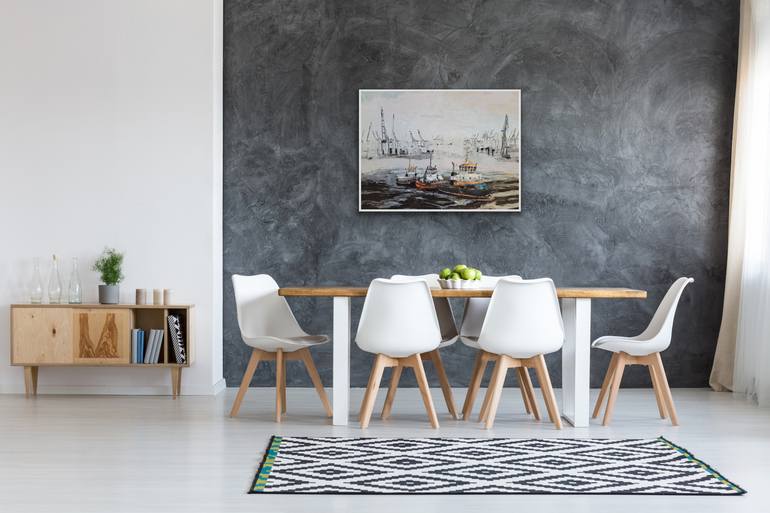 Original Abstract Boat Painting by Kathrin Flöge