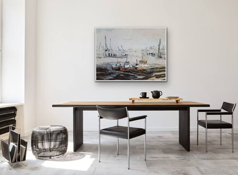 Original Abstract Boat Painting by Kathrin Flöge