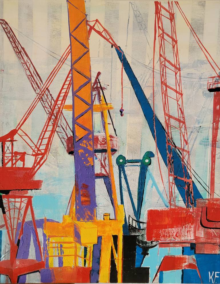 Original Abstract Architecture Painting by Kathrin Flöge