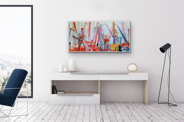 Original Abstract Architecture Painting by Kathrin Flöge
