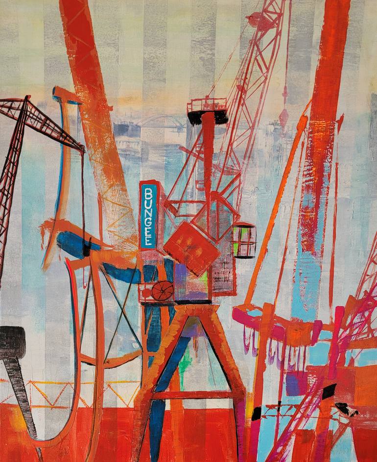 Original Abstract Architecture Painting by Kathrin Flöge