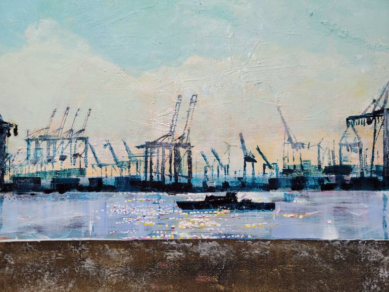 Original Abstract Boat Painting by Kathrin Flöge