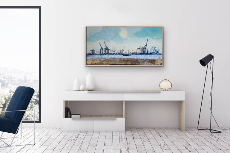 Original Abstract Boat Painting by Kathrin Flöge