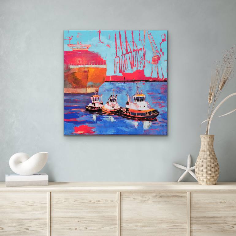 Original Abstract Boat Painting by Kathrin Flöge