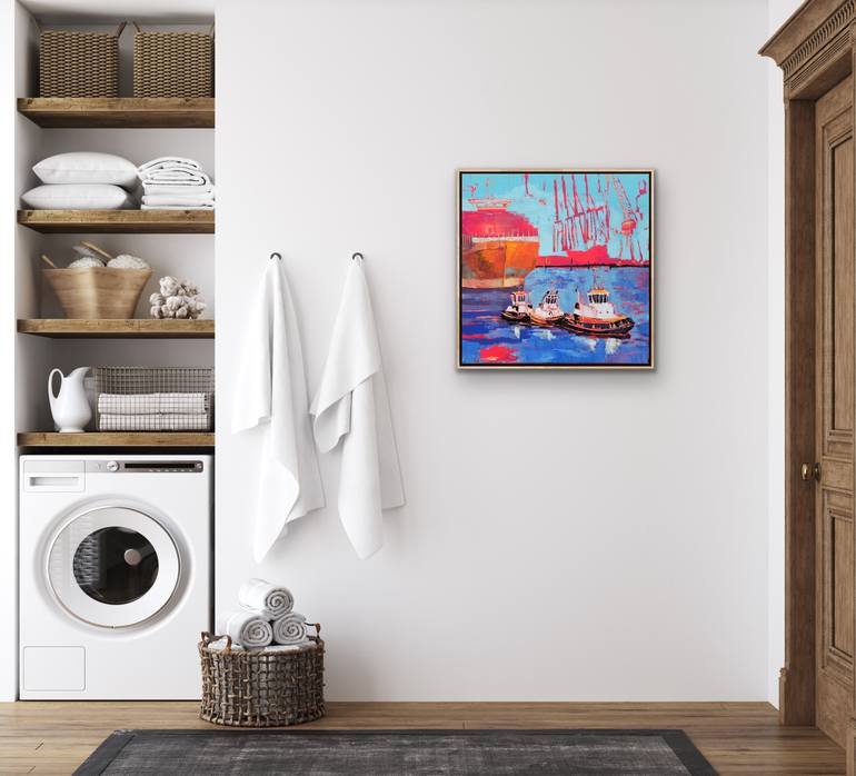Original Abstract Boat Painting by Kathrin Flöge