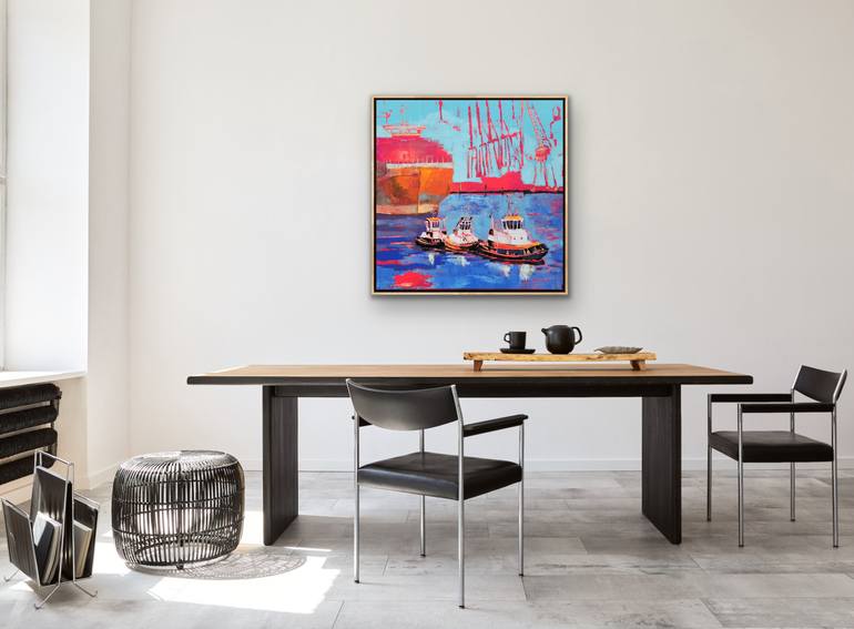 Original Abstract Boat Painting by Kathrin Flöge