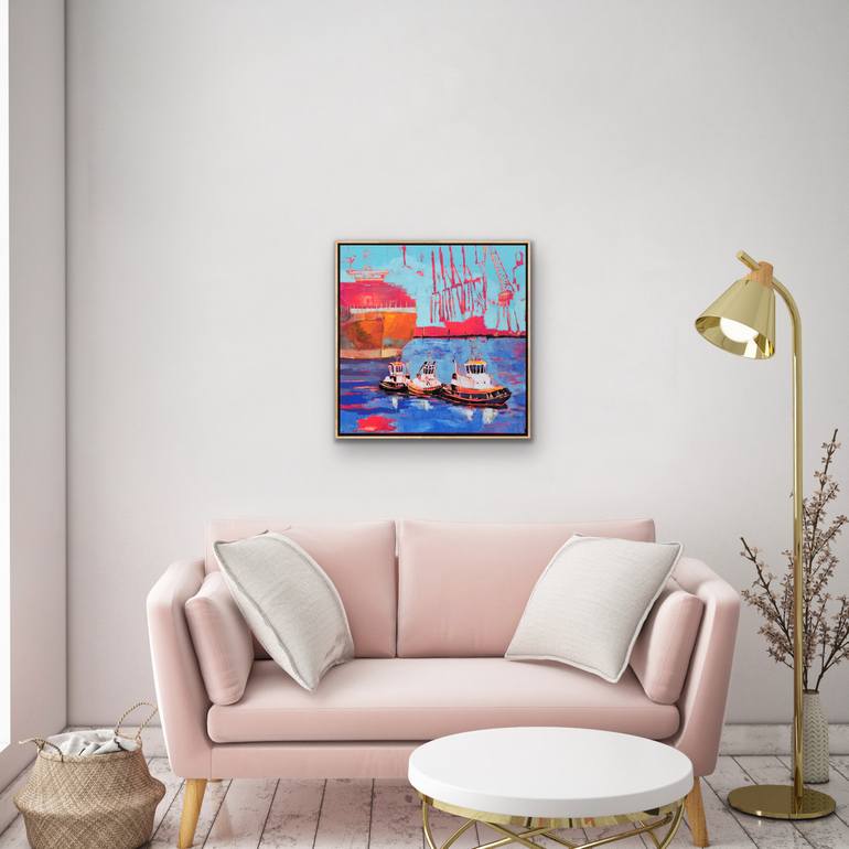 Original Abstract Boat Painting by Kathrin Flöge