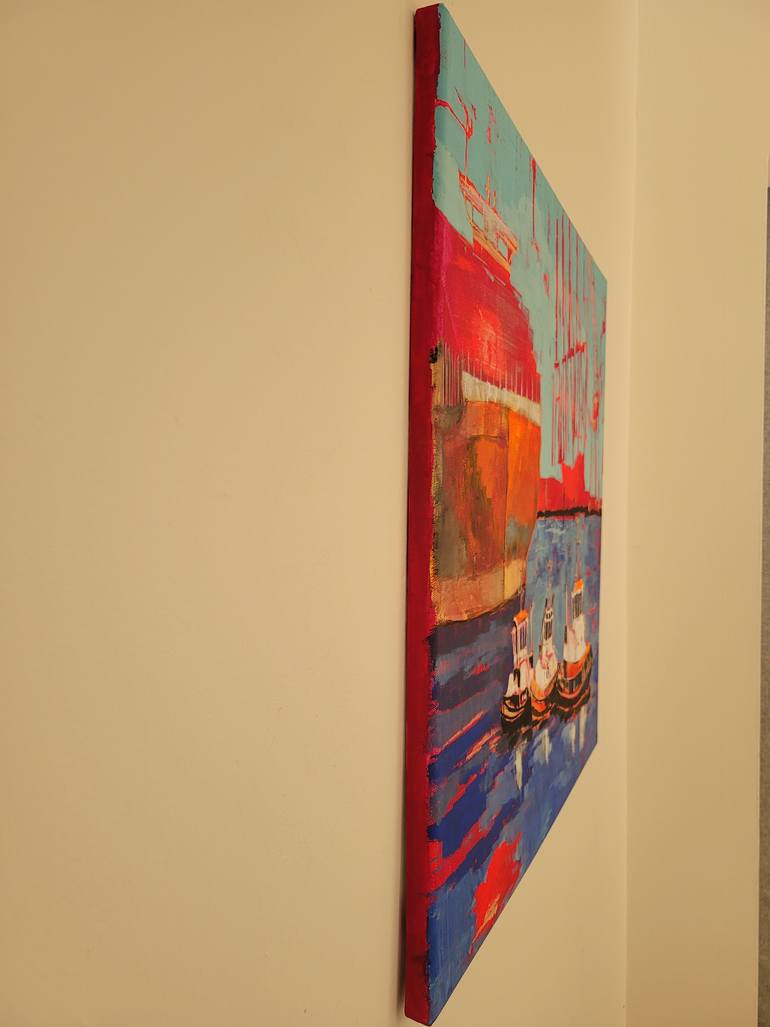 Original Abstract Boat Painting by Kathrin Flöge