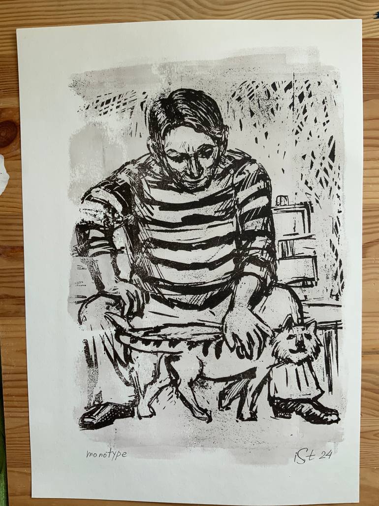 Original Expressionism Cats Printmaking by Igor Studenikin Ist