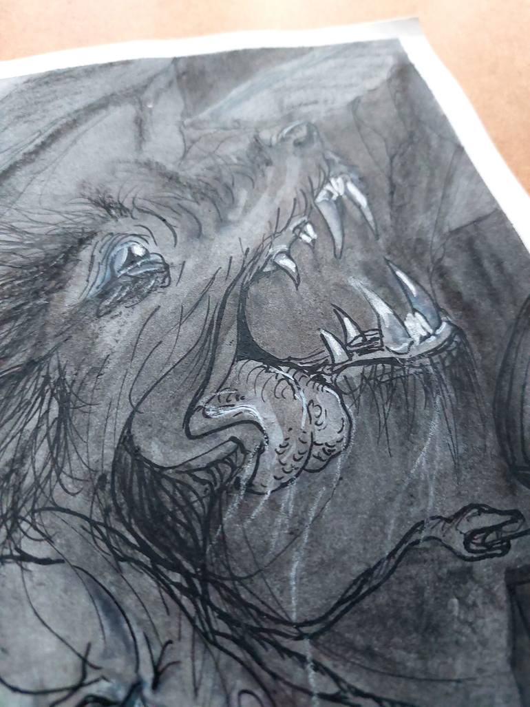 Original Black & White Classical Mythology Drawing by Viktoria Yefremenko