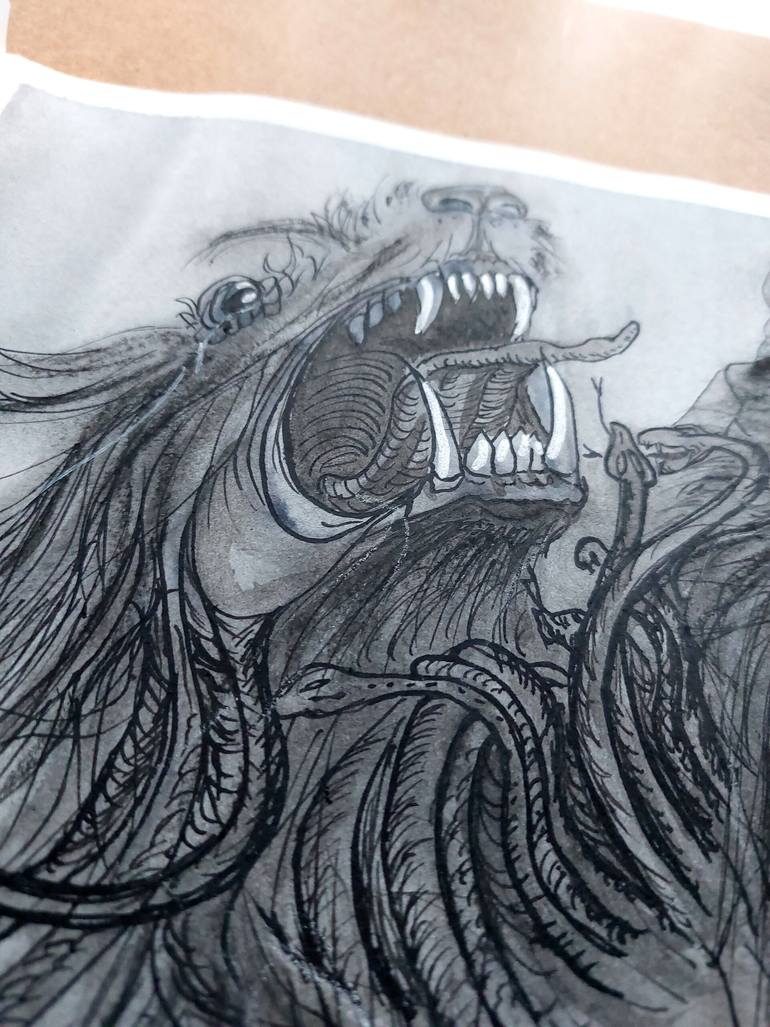 Original Black & White Classical Mythology Drawing by Viktoria Yefremenko