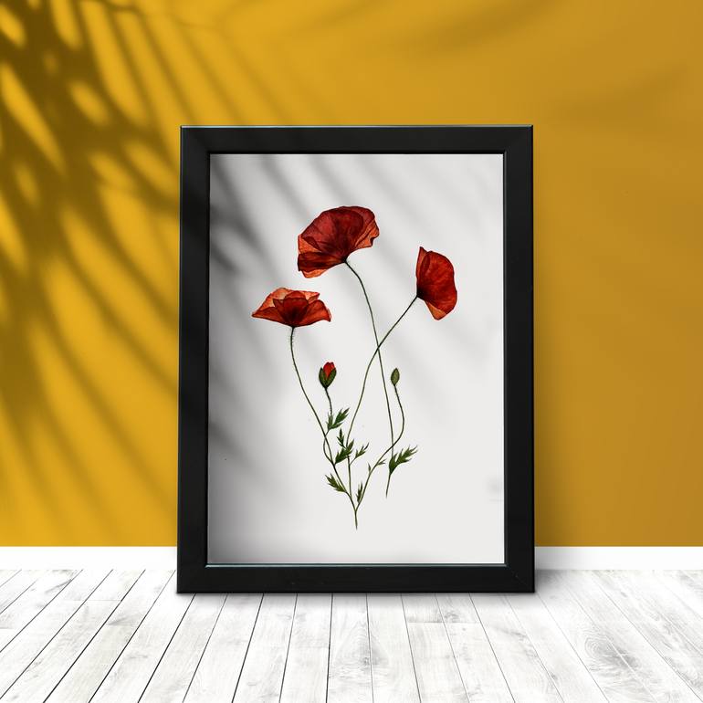Original Illustration Floral Painting by Liudmyla Lobza