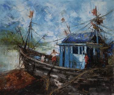 Original Realism Boat Paintings by SACHIN UPADHYE