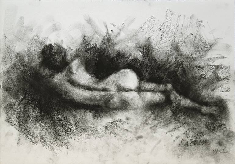 4595 Original outlets charcoal nude drawing