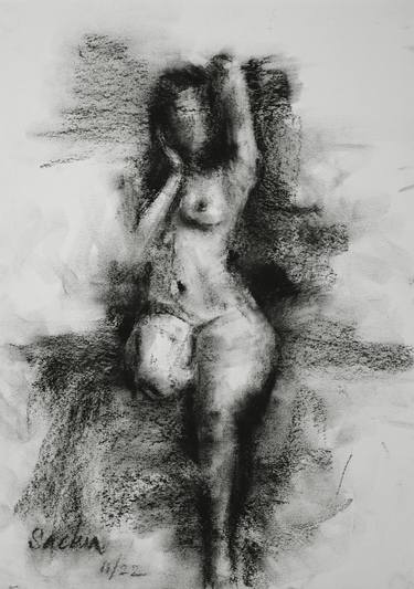 Original Abstract Expressionism Nude Drawings by SACHIN UPADHYE