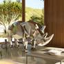 Rhino sculpture made with stainless steel