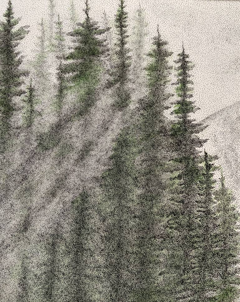 Original Black & White Landscape Drawing by Anerosh  Art