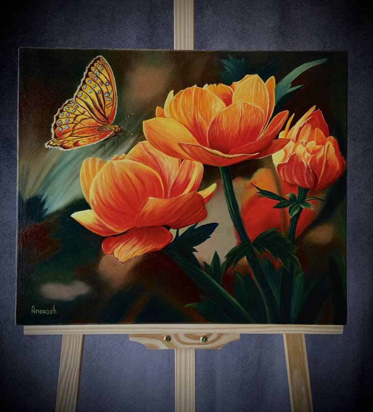 Original Contemporary Floral Painting by ANEROSH  Art