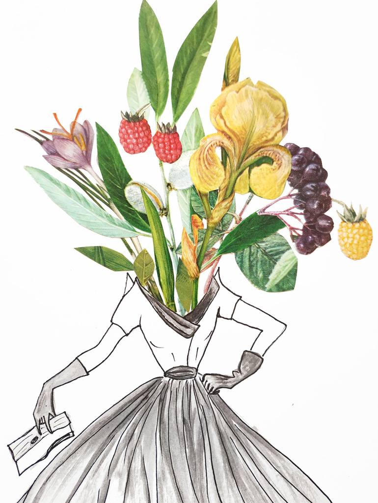 Original Illustration Botanic Collage by Anna Mamonova