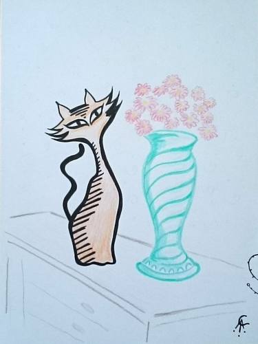 Print of Figurative Cats Drawings by Andrea Coronel