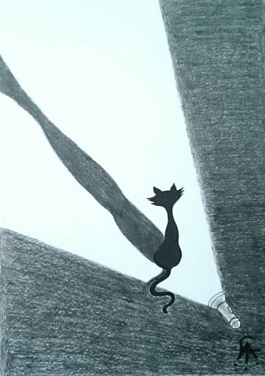 Print of Minimalism Cats Drawings by Andrea Coronel