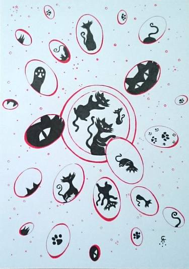 Print of Cats Drawings by Andrea Coronel