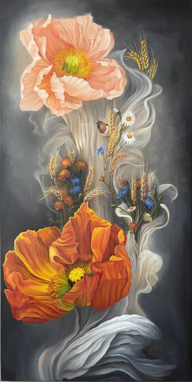 Original Floral Painting by Anastasiia Alekhina