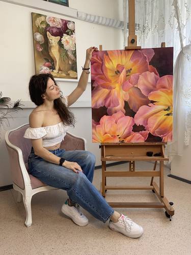 Original Floral Painting by Anastasiia Alekhina