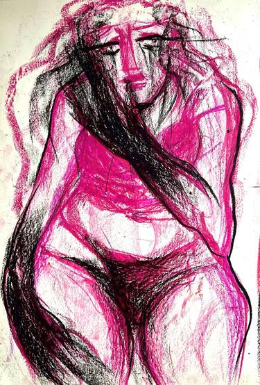 Lady Pink, Oilpastel, Bitabik 2020 thumb