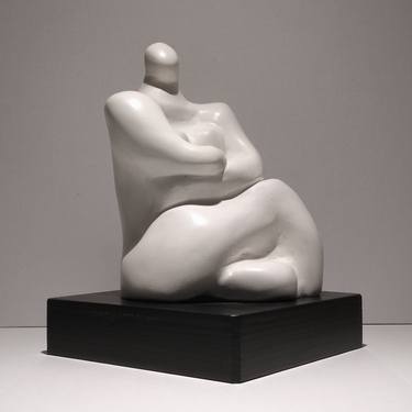 SEATED HUMAN FORM solid plaster cast, mounted, limited edition thumb