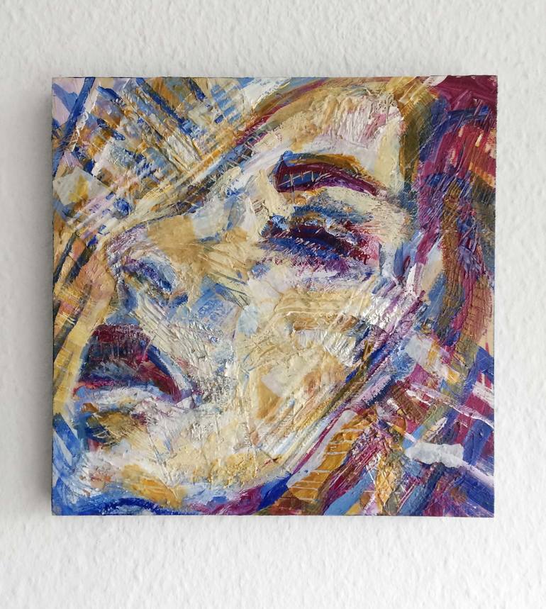 Original Abstract Expressionism Portrait Collage by Eva van den Hamsvoort