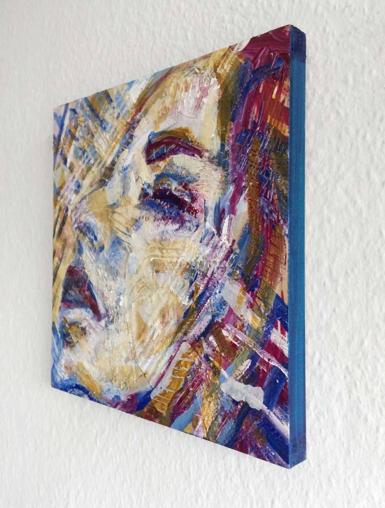 Original Abstract Expressionism Portrait Collage by Eva van den Hamsvoort