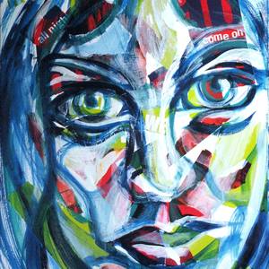 Collection Mixed Media Faces - on paper by Eva van den Hamsvoort