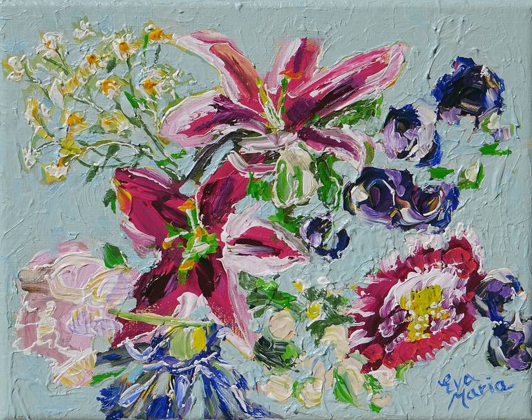 Original Expressionism Floral Painting by Eva van den Hamsvoort