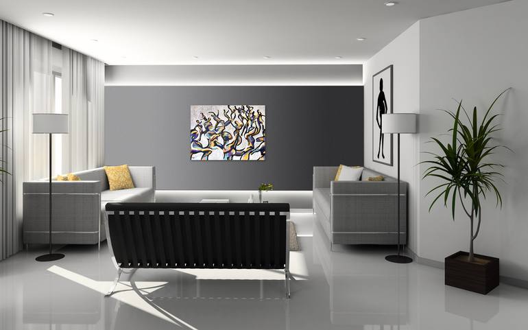 Original Abstract People Painting by Eva Van Den Hamsvoort