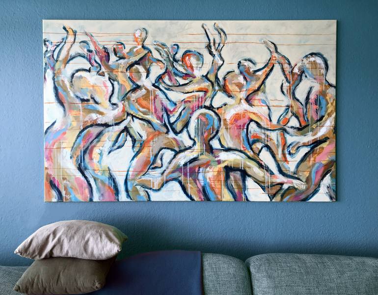 Original Abstract Expressionism People Painting by Eva van den Hamsvoort